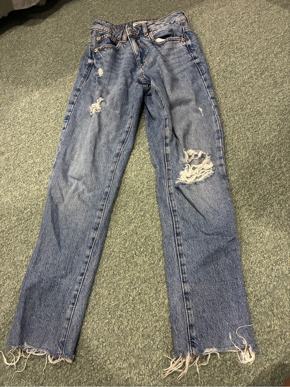 Garage Women’s Straight Leg Distressed Blue Jeans